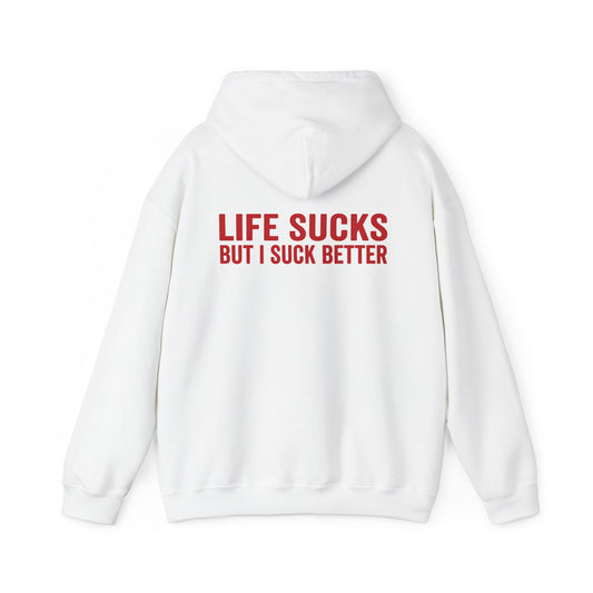 "Life Sucks" Dark Humor Graphic Hoodie - Unisex Streetwear