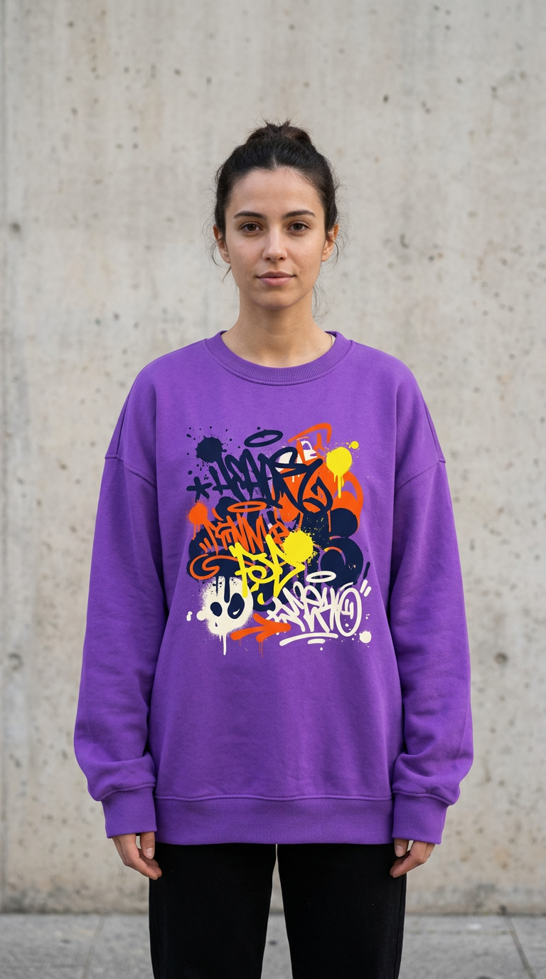 Graffiti Purple Oversized Sweatshirt