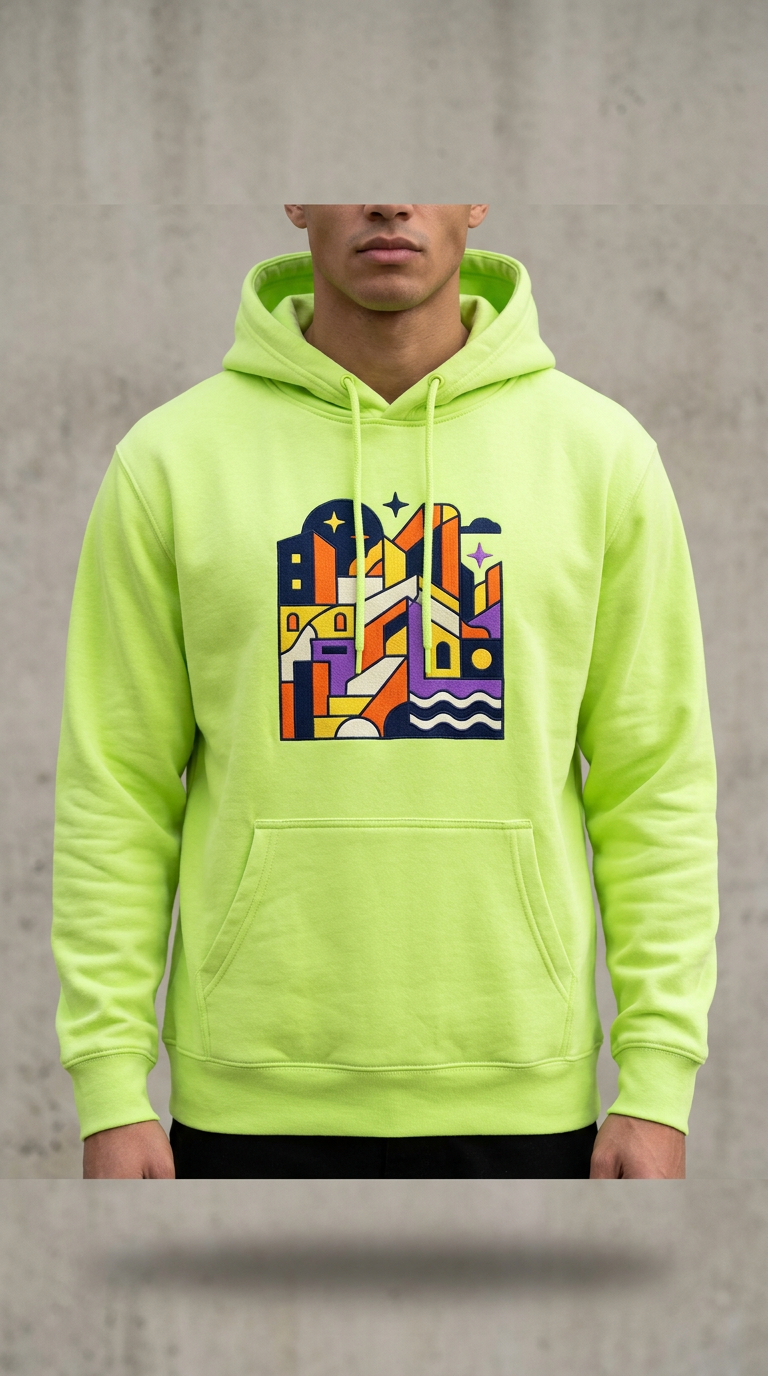 Neon Lime Embroidered Hoodie